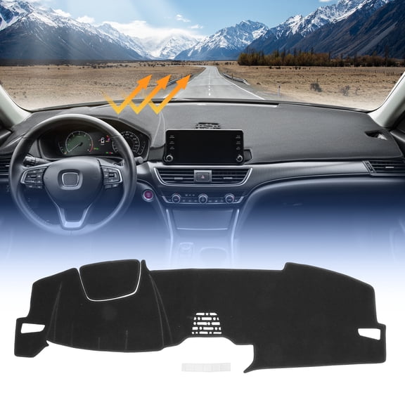 Unique Bargains Dashboard Cover for Honda Accord 2023 2024 2025 2026 with/without Hud Interior Dash Cover Mat Pad Carpet Non-Slip Dashboard Protector Sunshine UV & Heat Resistant Black
