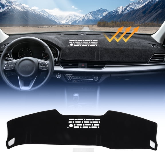 Unique Bargains Dashboard Cover for Kia K4 2025 2026 Interior Polyester Dash Cover Mat Pad Carpet Non-Slip Dashboard Protector Sunshine UV & Heat Resistant Black