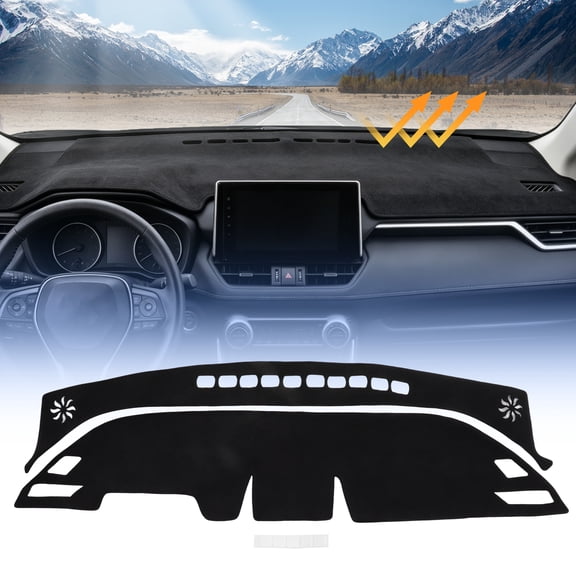 Unique Bargains Dashboard Cover for Toyota RAV4 2026 Interior Polyester Dash Cover Mat Pad Carpet Non-Slip Dashboard Protector Sunshine UV & Heat Resistant Black