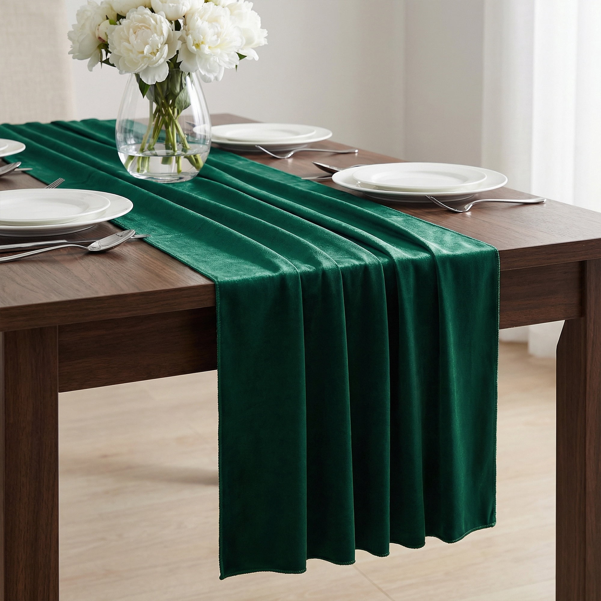 Unique Bargains Decorations Long Polyester Kitchen Runner Dark Green 27.6x118.1in