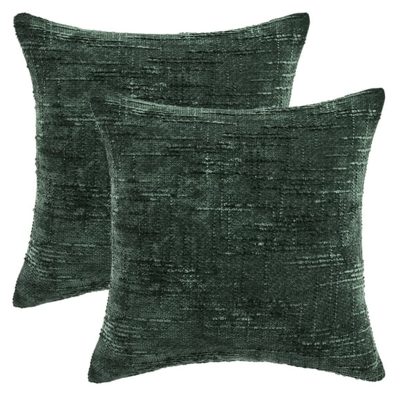 Unique Bargains Decorative Chenille Throw Pillow Covers Pack of 2 Green 18" x 18"