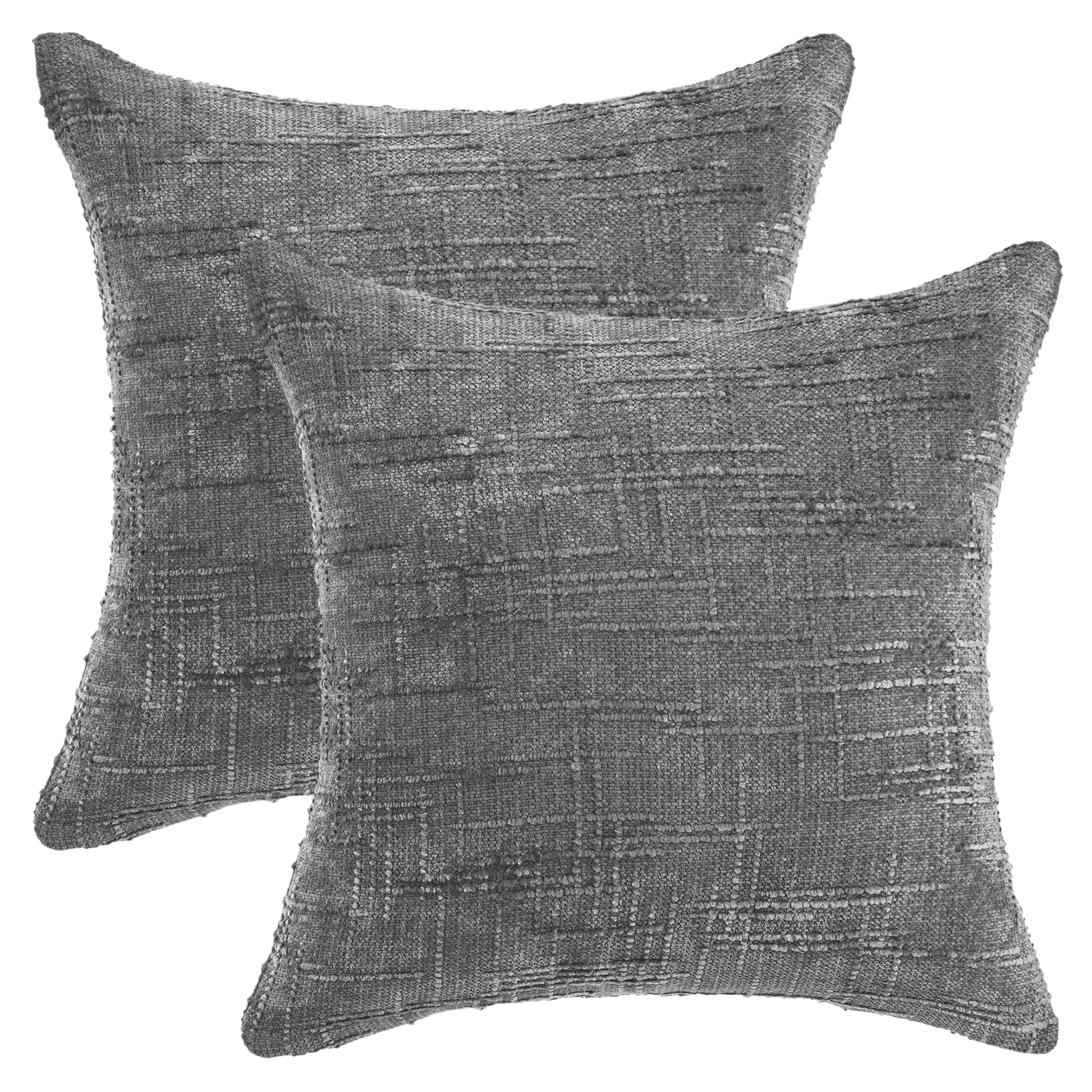 Unique Bargains Decorative Chenille Throw Pillow Covers Pack of 2 Grey 18" x 18"
