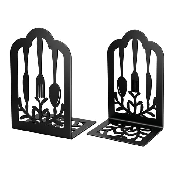 Unique Bargains Decorative Metal Bookends Book Ends for Office Black 4.7"L x 3.5"W x 7"H
