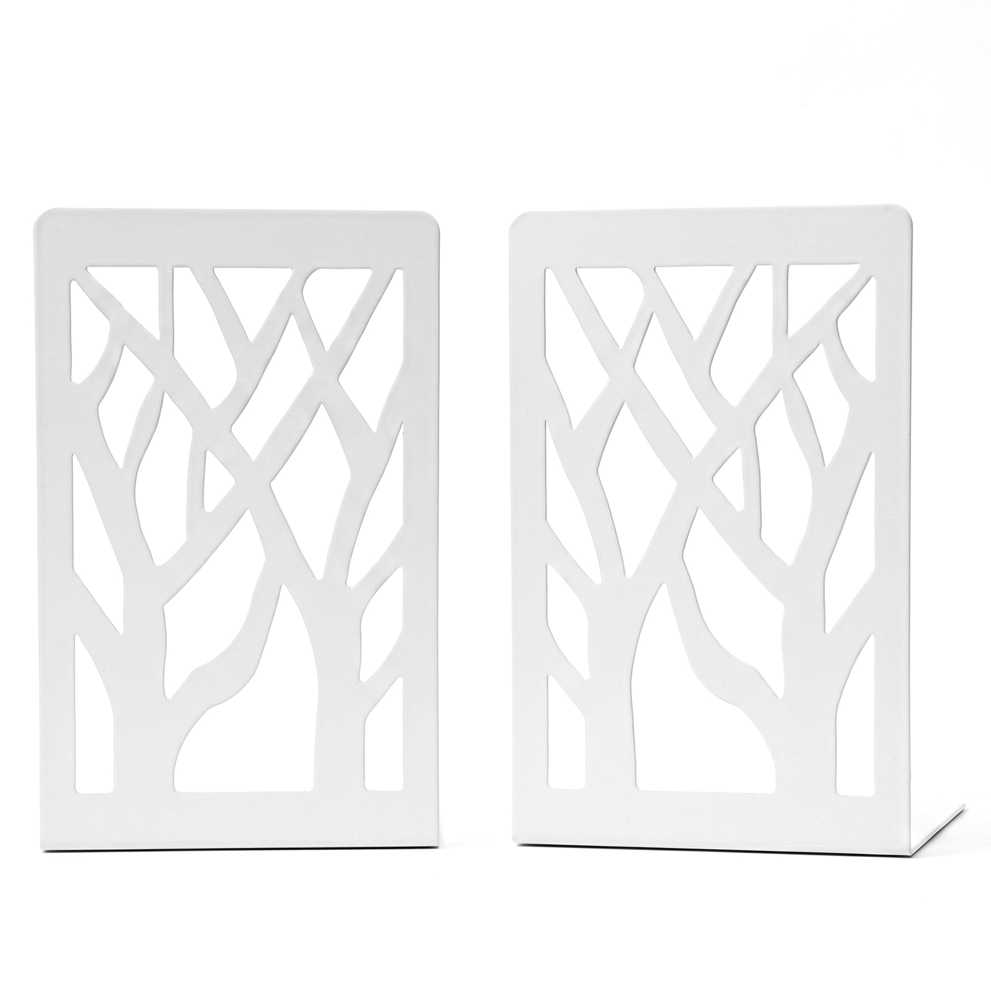 Unique Bargains Exquisite Decorative Metal Bookends for Home Office and Library White Style A 4.7"x3.5"x6.9"