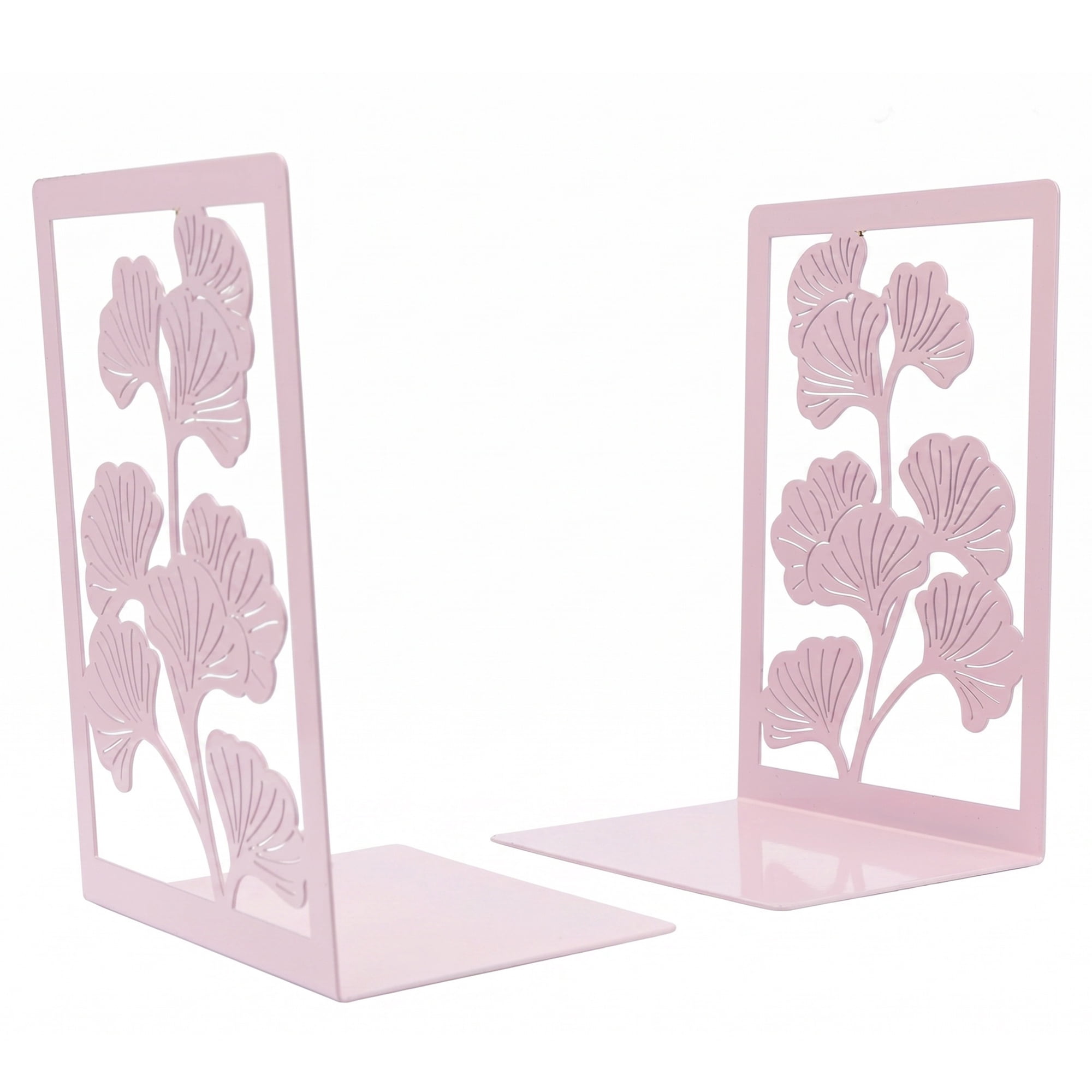 Unique Bargains Decorative Non-Skid Hollow-out Metal Bookends for Home Pink 4.7"x3.5"x7"