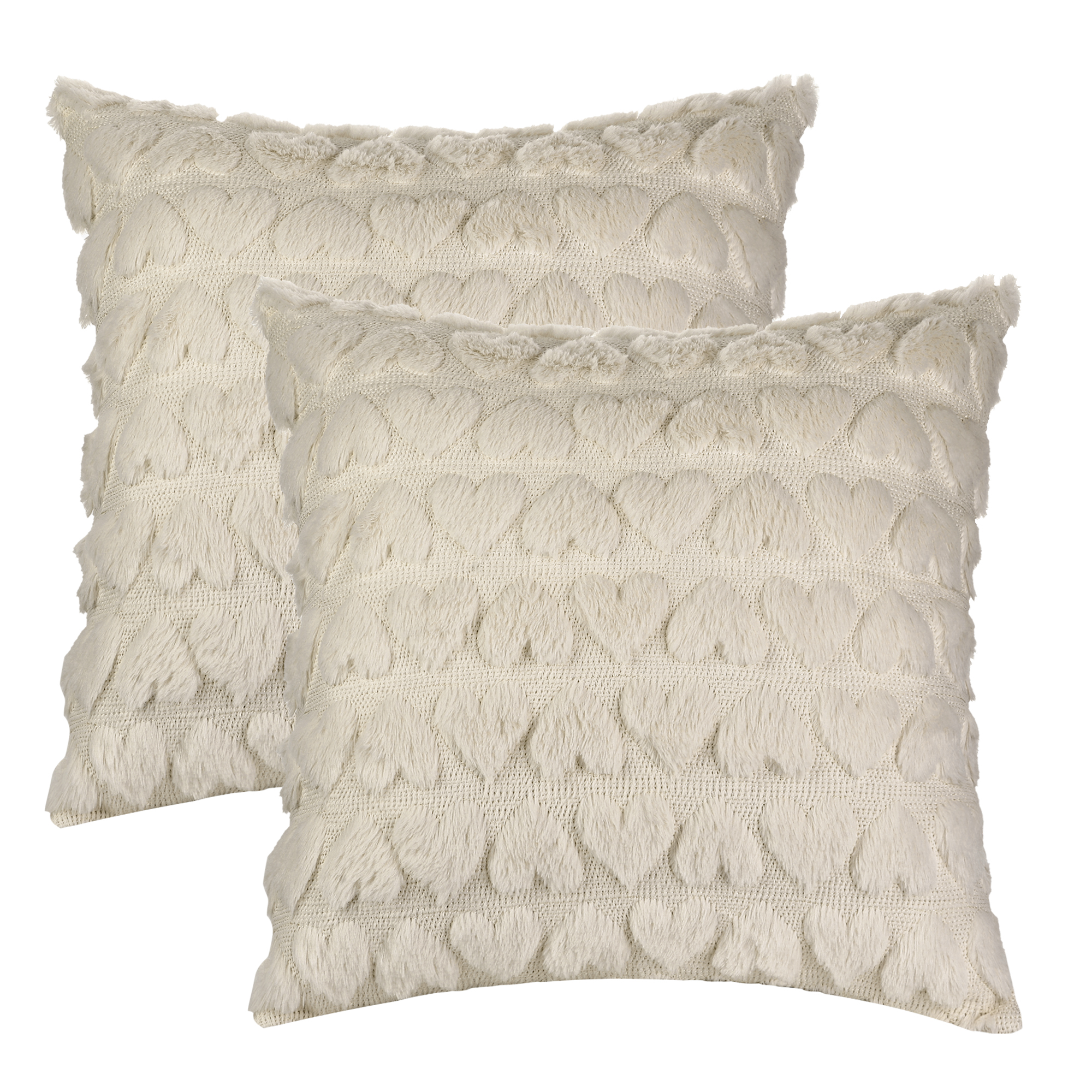Unique Bargains Decorative Pillow Covers Modern Heart Pattern Pillow Covers (2 Count) Beige 18" x 18"