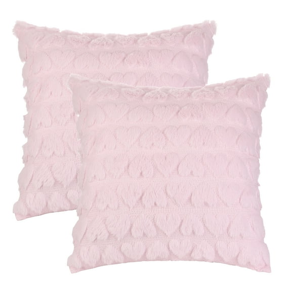 Unique Bargains Decorative Pillow Covers Modern Heart Pattern Pillow Covers (2 Count) Pink 18" x 18"