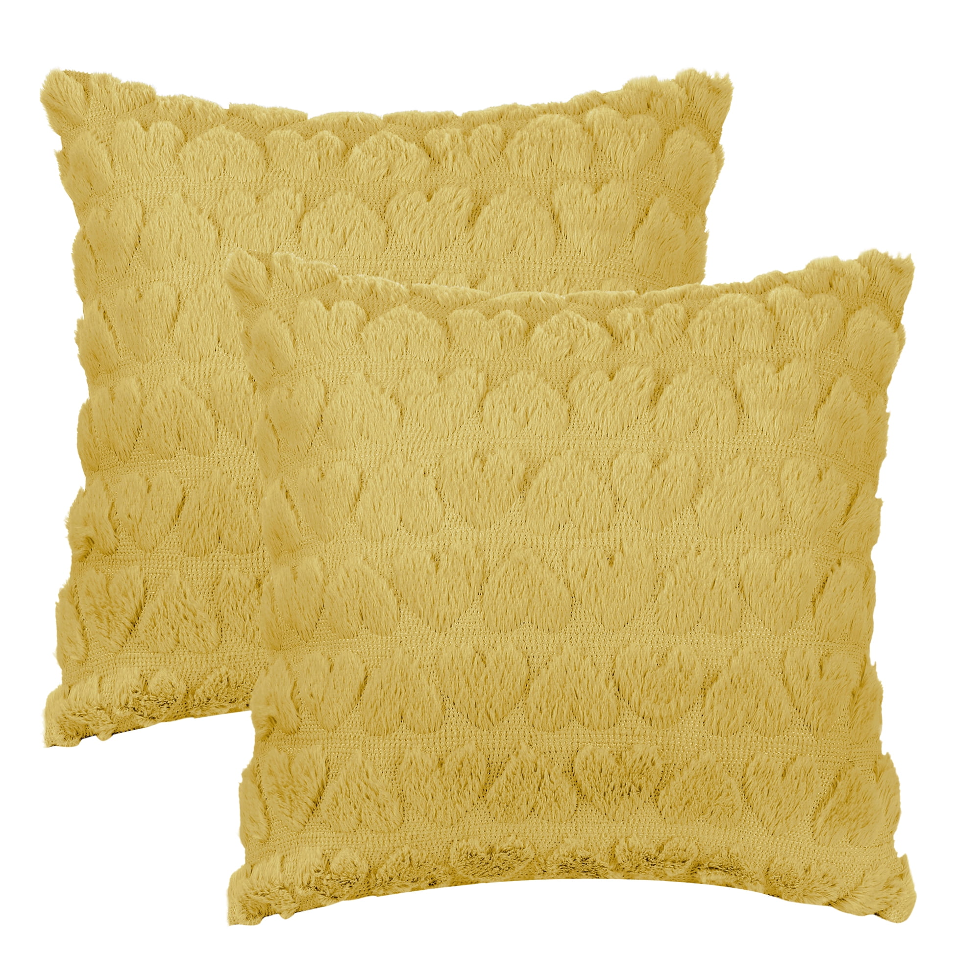 Unique Bargains Decorative Pillow Covers Modern Heart Pattern Pillow Covers (2 Count) Yellow 18" x 18"