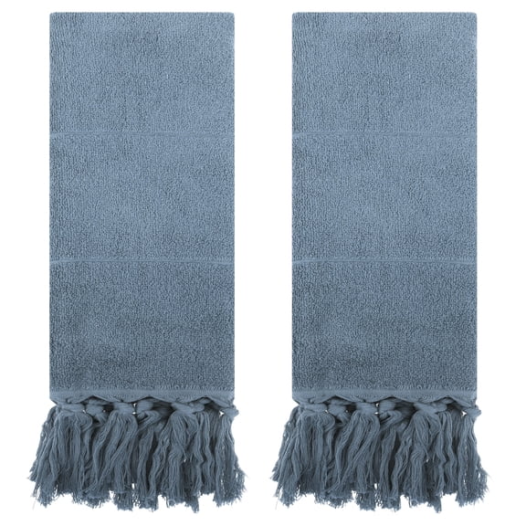 Unique Bargains Decorative Turkish Hand Towels for Bathroom Blue 2 Pieces