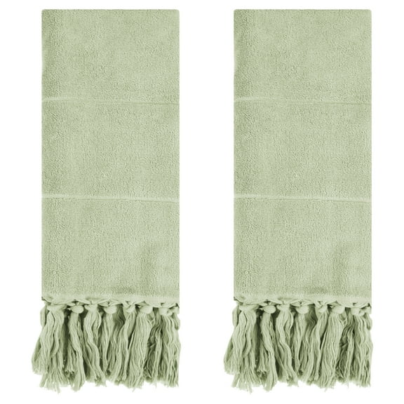 Unique Bargains Decorative Turkish Hand Towels for Bathroom Green 2 Pieces
