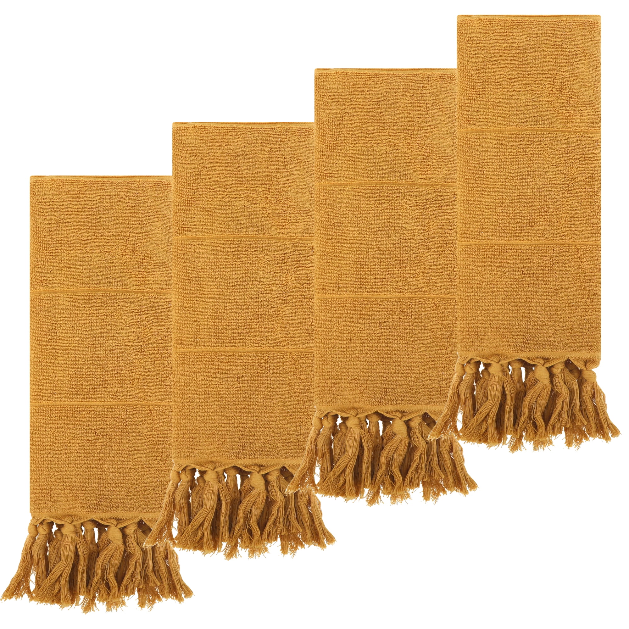 Unique Bargains Decorative Turkish Hand Towels for Bathroom Yellow 4 Pieces