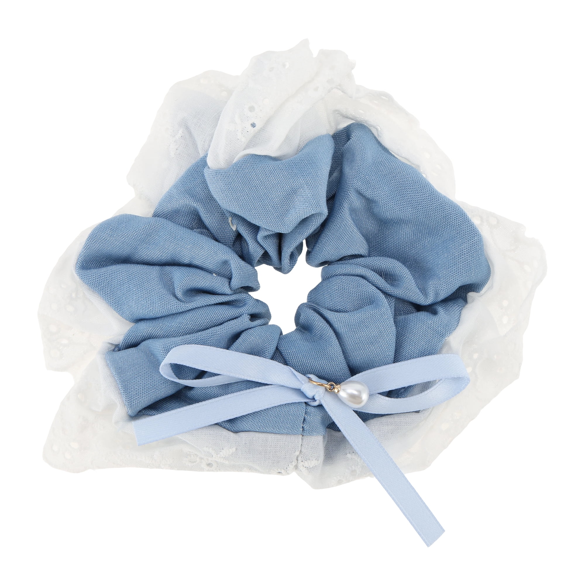 Unique Bargains Denim Hair Ties All Occasions Hair Types 1 Pc Light Blue, White