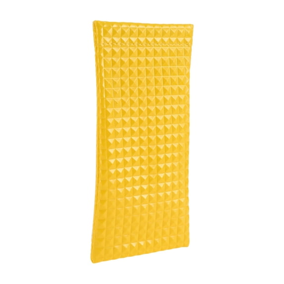 Unique Bargains Diamond Lattice Eyeglasses Bag Portable Eyeglasses Storage 7.09"x3.54" Yellow