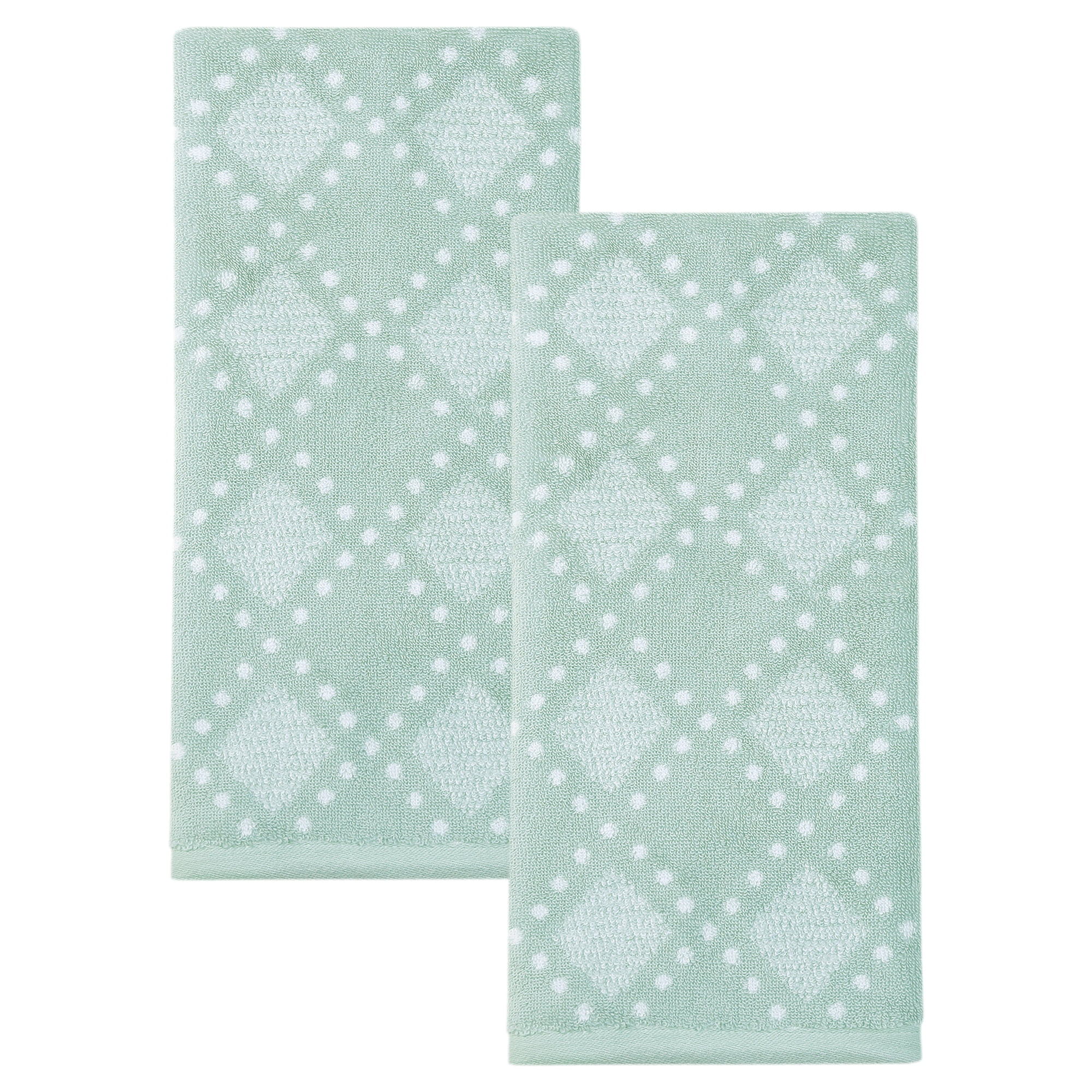 Unique Bargains Diamond Pattern Cotton Hand Towel Blue 29" x 13"