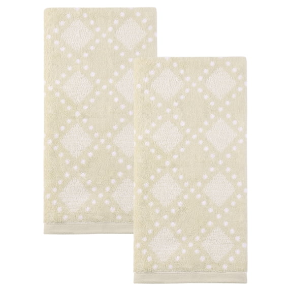 Unique Bargains Diamond Pattern Cotton Hand Towel Brown 29" x 13"