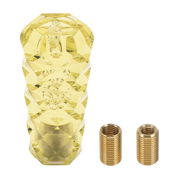 Unique Bargains Diamond Pattern Crystal Shift Knob, 10cm Universal for Automatic and Manual Vehicle Gear Shifter Knob with 2 Adapter Acrylic Yellow, 1 Set