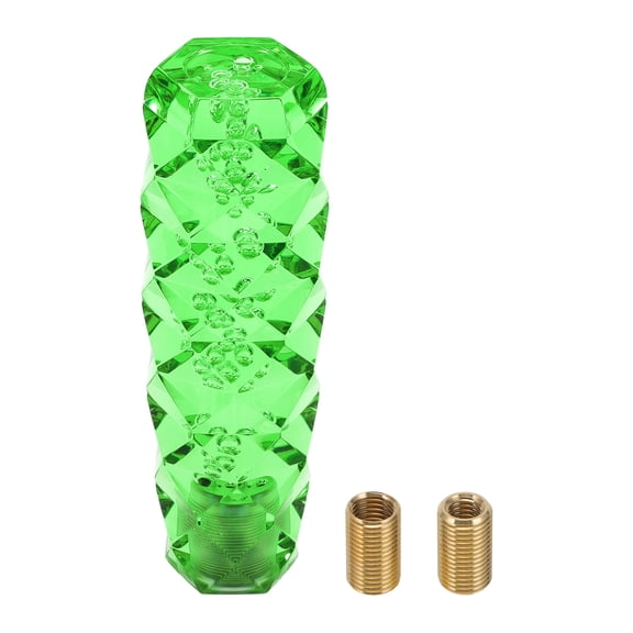 Unique Bargains Diamond Pattern Crystal Shift Knob, 15cm Universal for Automatic and Manual Vehicle Gear Shifter Knob with 2 Adapter Acrylic Green, 1 Set