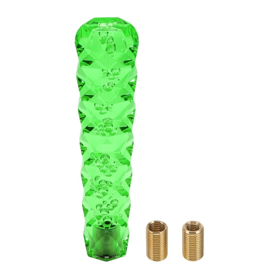 Unique Bargains Diamond Pattern Crystal Shift Knob, 20cm Universal for Automatic and Manual Vehicle Gear Shifter Knob with 2 Adapter Acrylic Green, 1 Set