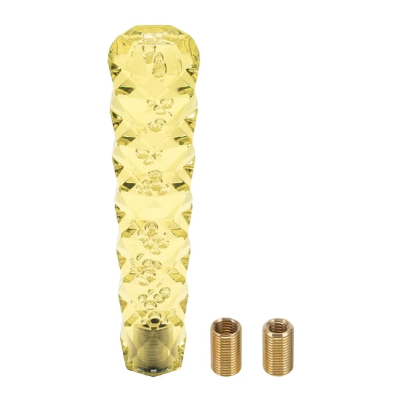 Unique Bargains Diamond Pattern Crystal Shift Knob, 20cm Universal for Automatic and Manual Vehicle Gear Shifter Knob with 2 Adapter Acrylic Yellow, 1 Set