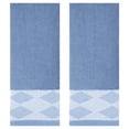 thumbnail image 1 of Unique Bargains Diamond Pattern Hand Towel Thick Cotton Towels Blue 2-Piece, 1 of 5