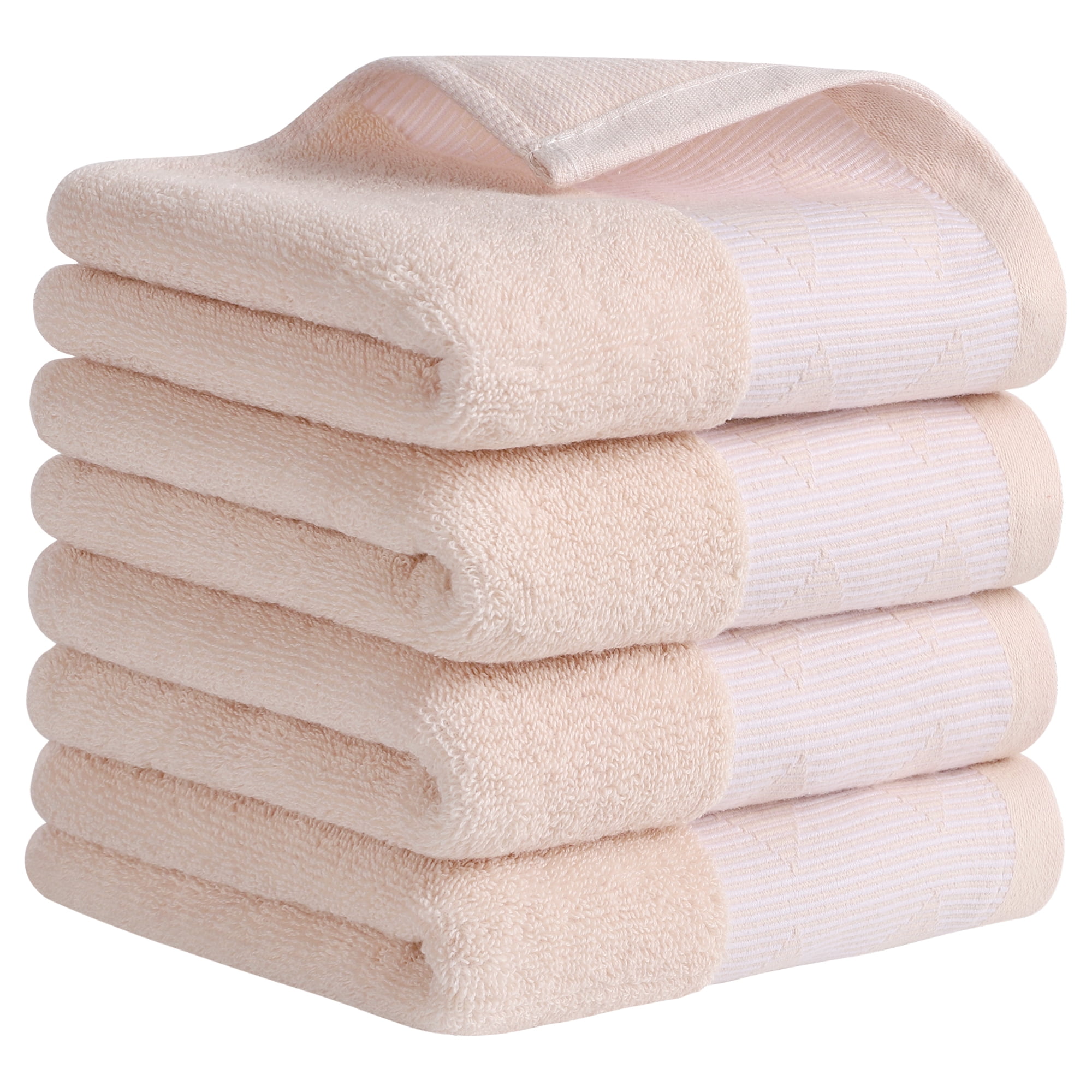 Unique Bargains Diamond Pattern Hand Towel Thick Cotton Towels Yellow 4-Piece