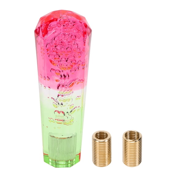 Unique Bargains Diamond Tricolor Crystal Shift Knob Gear Shifter Knob Acrylic Stick Shifter Lever Knob for Automatic and Manual Vehicle with 2 Adapter Red Green 1 Set