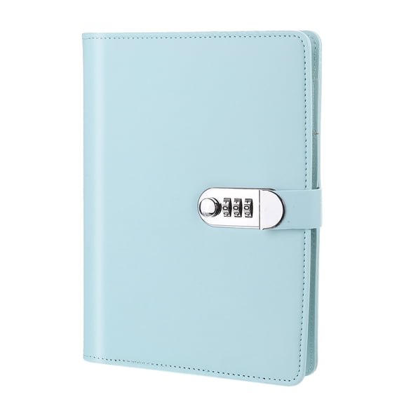 Unique Bargains Diary with Lock Journal Cute Notebook with Pen Card Slot A5 Blue