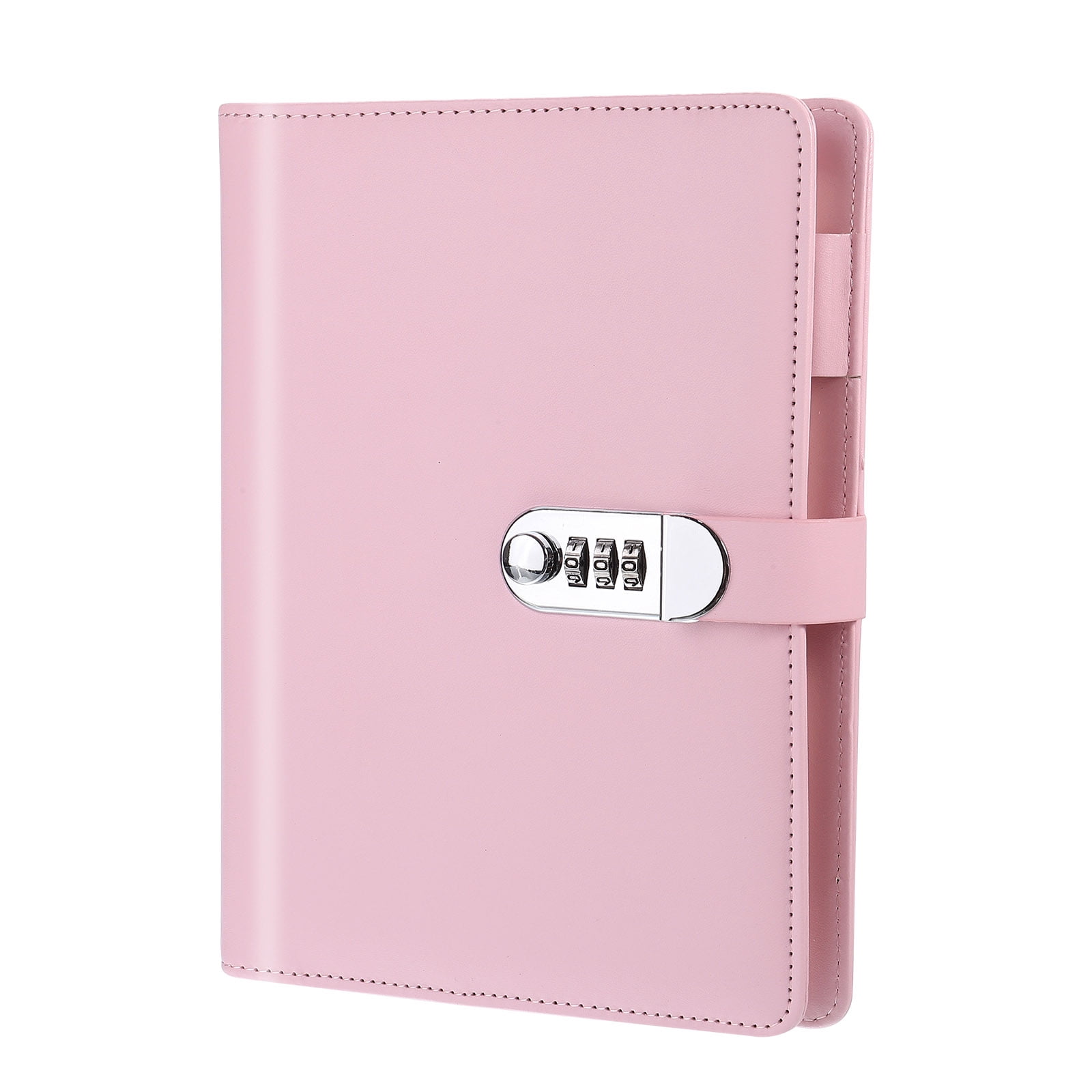 Unique Bargains Diary with Lock Journal Cute Notebook with Pen Card Slot A5 Pink
