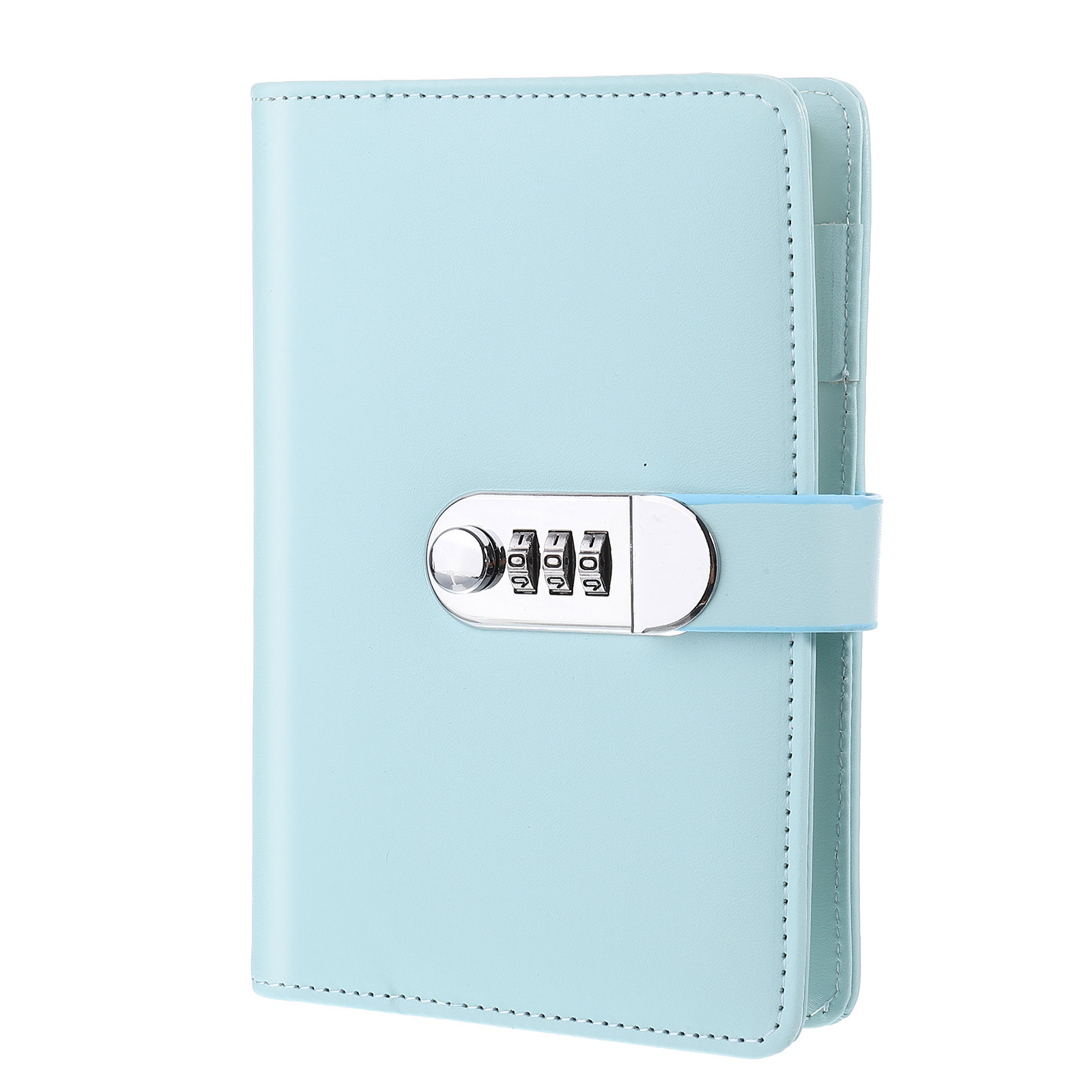 Unique Bargains Diary with Lock Journal Cute Notebook with Pen Card Slot A6 Blue