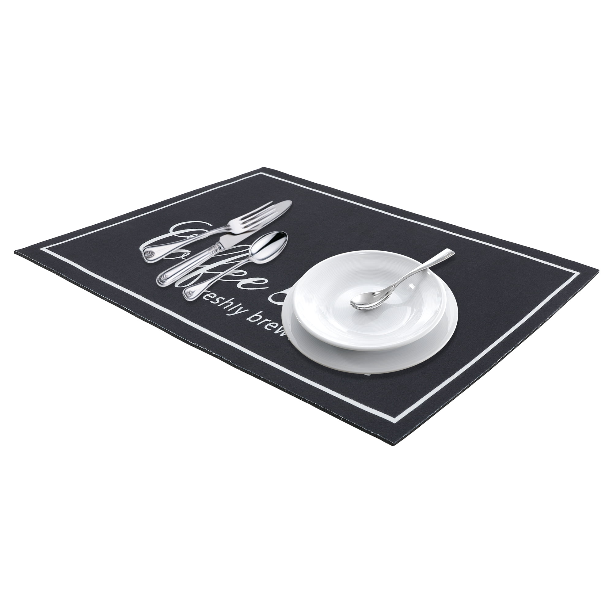 Unique Bargains Diatomaceous Quick Dry Coffee Mat for Kitchen Black 19.7*15.7 inch