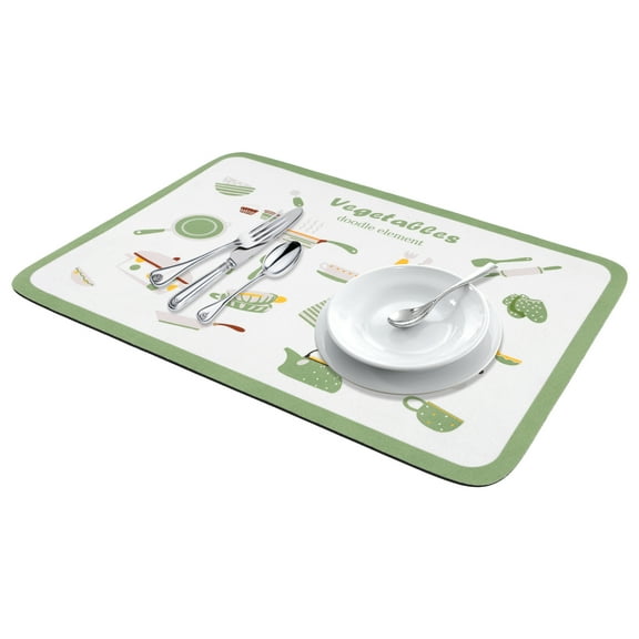 Unique Bargains Diatomaceous Stone Dish Drying Mat for Kitchen Green 15.7*11.8 inch