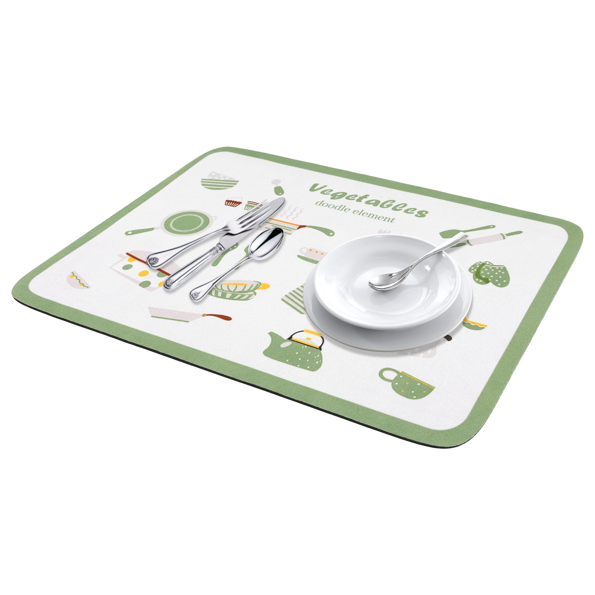 Unique Bargains Diatomaceous Stone Dish Drying Mat for Kitchen Green 19.7*15.7 inch