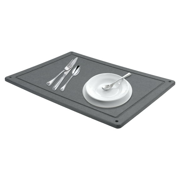 Unique Bargains Diatomaceous Stone Dish Drying Mat with Groove Dark Gray