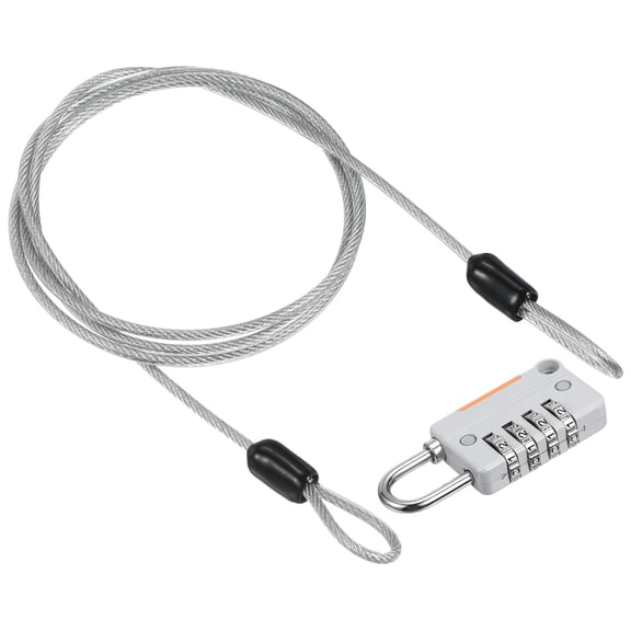 Unique Bargains Digit Combination Lock with Security Cable Gray 1m
