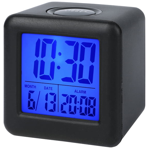 Unique Bargains Digital Alarm Clock Ascending Sound Snooze Black 3.1"L x 2.6"W x 3.1"H