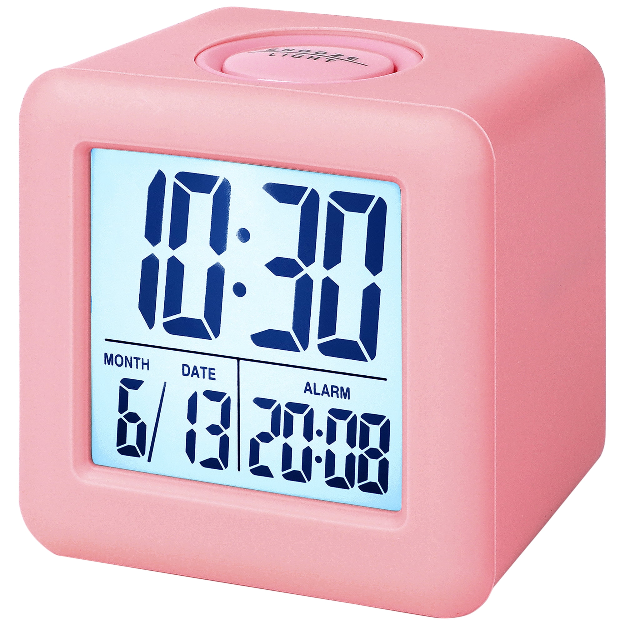 Unique Bargains Digital Alarm Clock Ascending Sound Snooze Pink 3.1"L x 2.6"W x 3.1"H