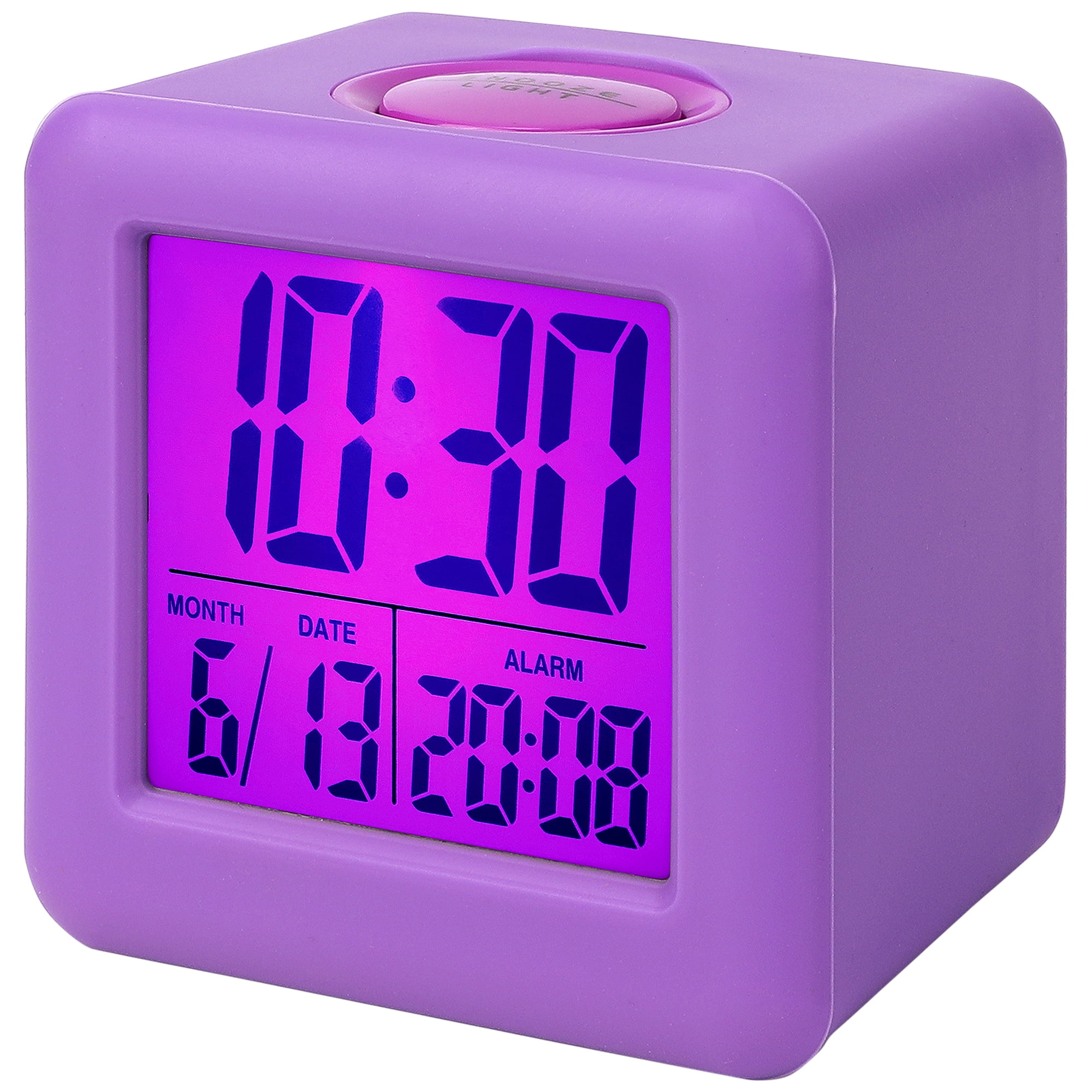 Unique Bargains Digital Alarm Clock Ascending Sound Snooze Purple 3.1"L x 2.6"W x 3.1"H