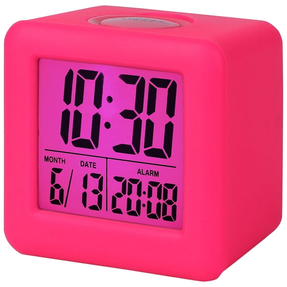Unique Bargains Digital Alarm Clock Ascending Sound Snooze Rose Red 3.1"L x 2.6"W x 3.1"H