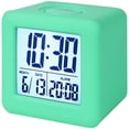 thumbnail image 1 of Unique Bargains Digital Alarm Clock Ascending Sound Snooze Turquoise 3.1"L x 2.6"W x 3.1"H, 1 of 6