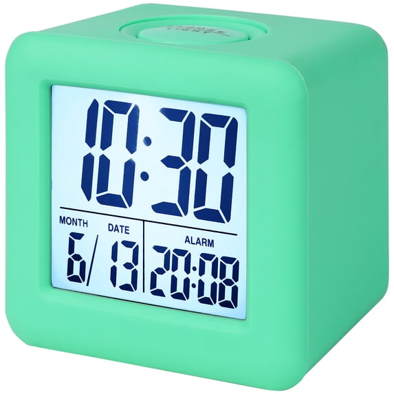 Unique Bargains Digital Alarm Clock Ascending Sound Snooze Turquoise 3.1"L x 2.6"W x 3.1"H