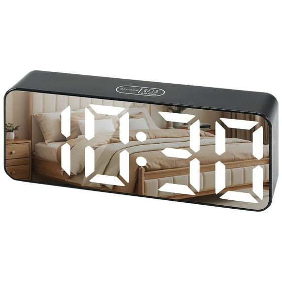 Unique Bargains Digital Alarm Clock Black Housing With White Light 5.5"L x 1.2"W x 2.2"H