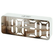Unique Bargains Digital Alarm Clock White Housing With White Light 5.5"L x 1.2"W x 2.2"H
