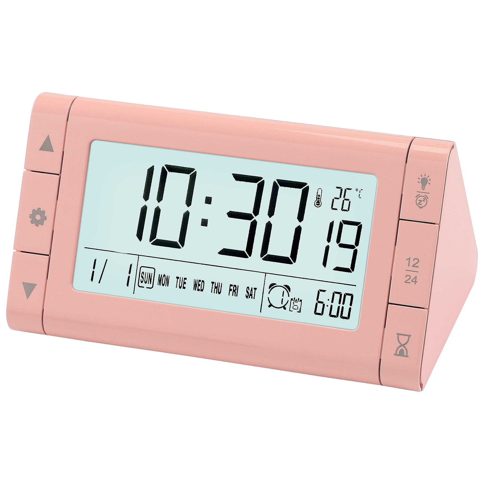 Unique Bargains Digital Alarm Clock for Bedroom Pink 4.9"L x 3.0"W x 2.6"H