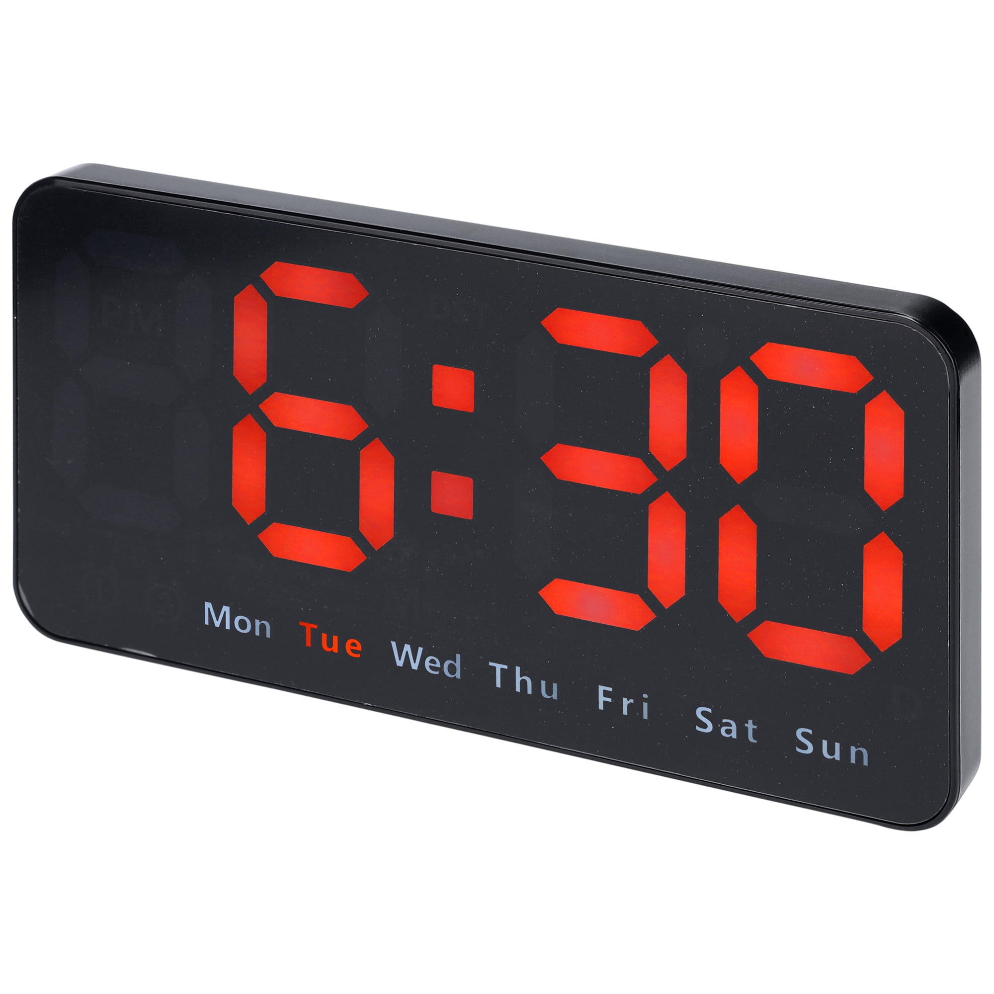 Unique Bargains Digital Dual Alarm Clock Dimmable Wall Clocks Orange ...