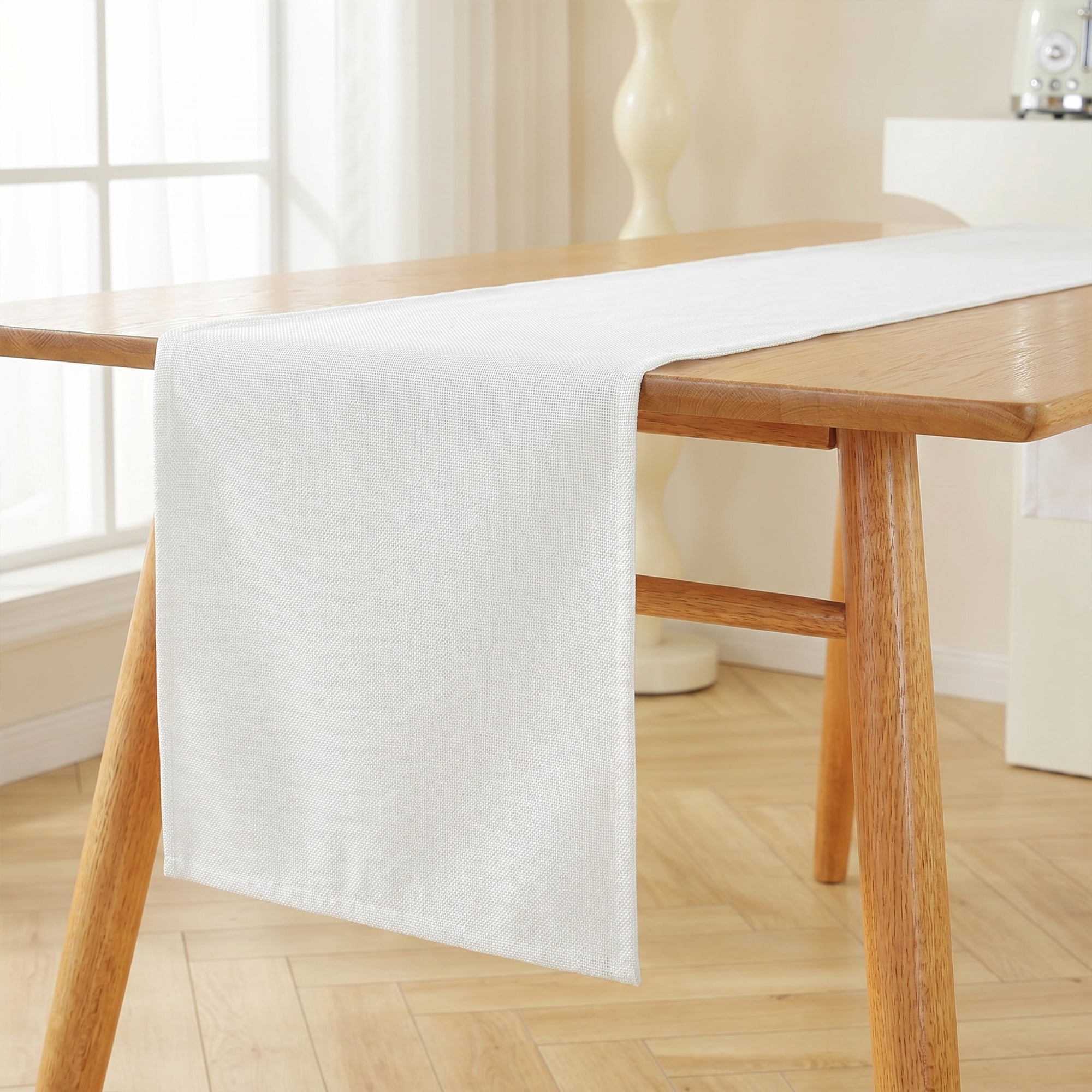 Unique Bargains Dining Table Decoration Washable Polyester Kitchen Runner White 13x60.2in