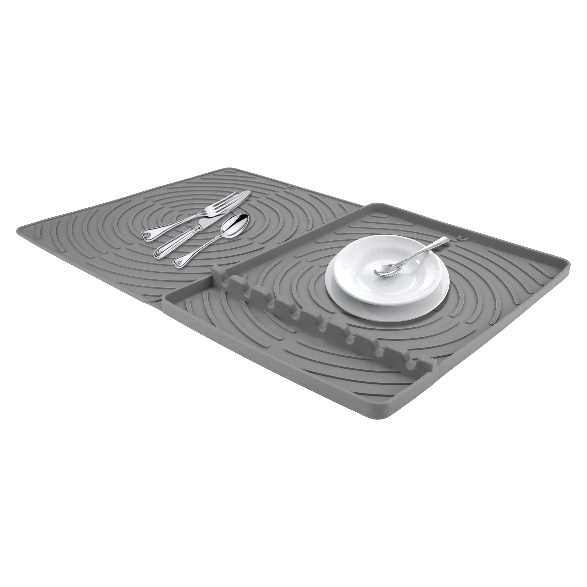 Unique Bargains Dish Drying Mat Fits Under Dish Rack for Kitchen Counter Gray