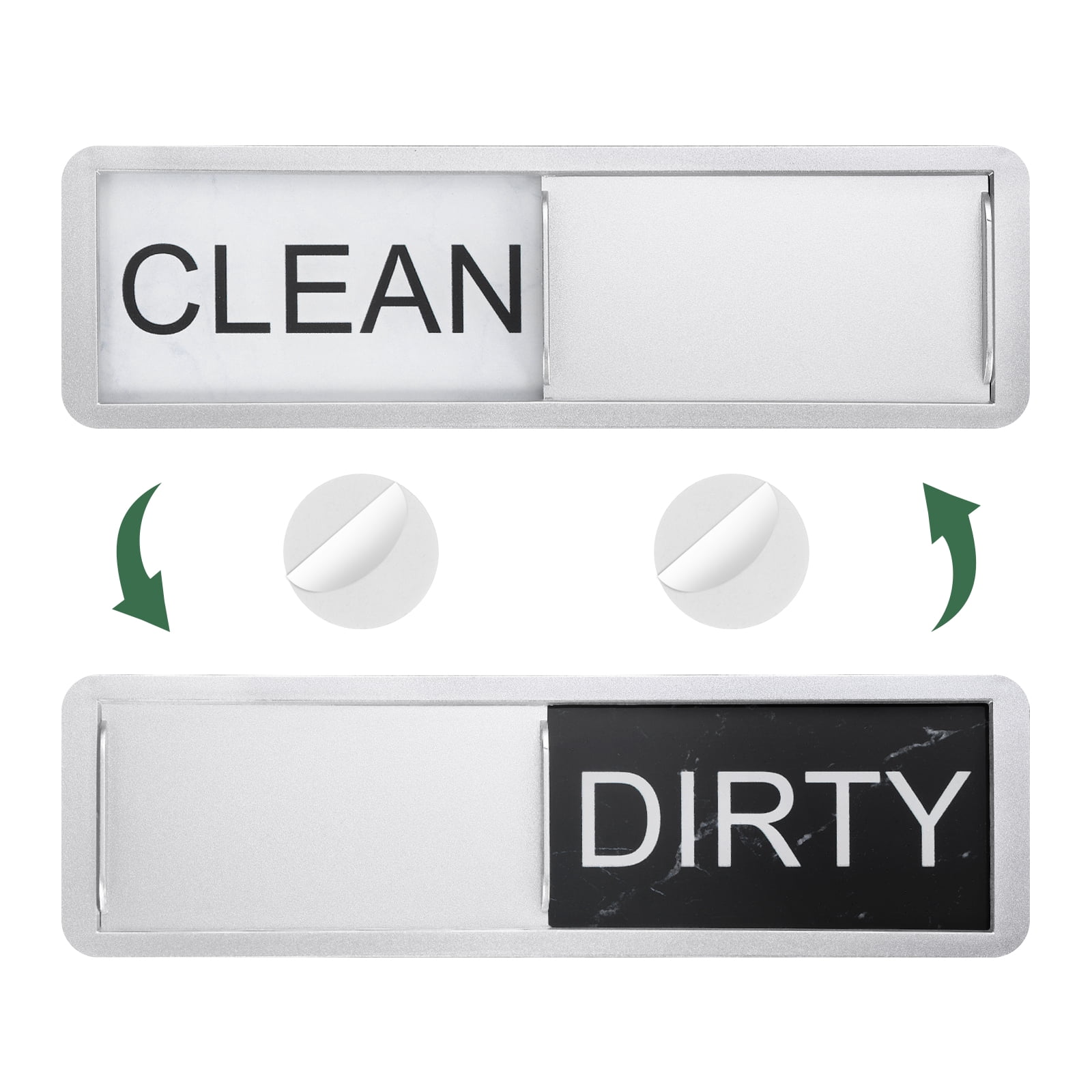 Unique Bargains Dishwasher Magnet Clean Dirty Sign Black/White Marble Sign Silver