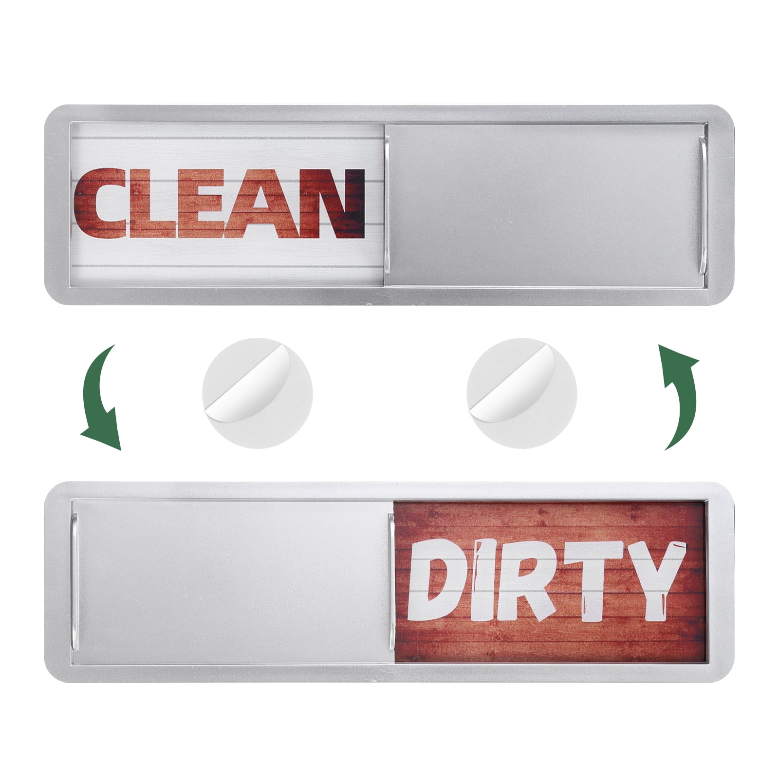 Unique Bargains Dishwasher Magnet Clean Dirty Sign White Brown Wood Grain Silver