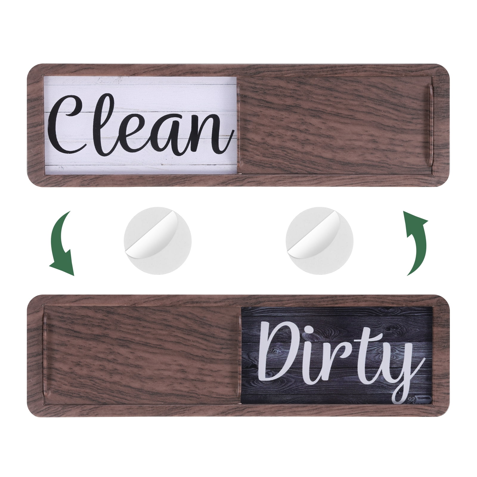 Unique Bargains Dishwasher Magnet Clean Dirty Sign Wood Grain Dark Brown