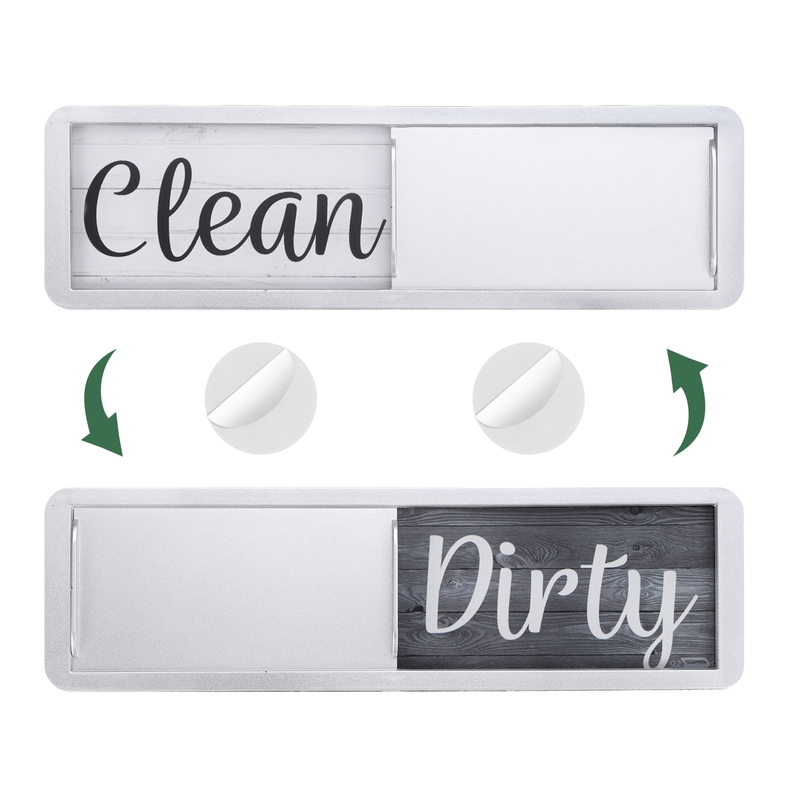 Unique Bargains Dishwasher Magnet Clean Dirty Sign Wood Grain for Home Hotel Silver